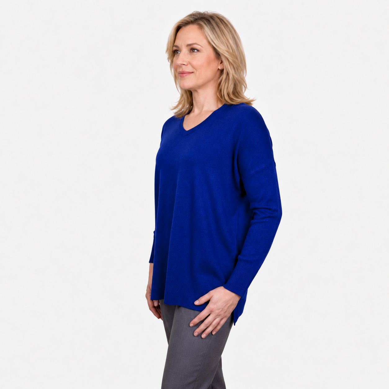 Jillian V Neck Sweater - PANSY