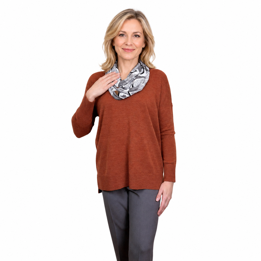 Jillian V Neck Sweater - RUST