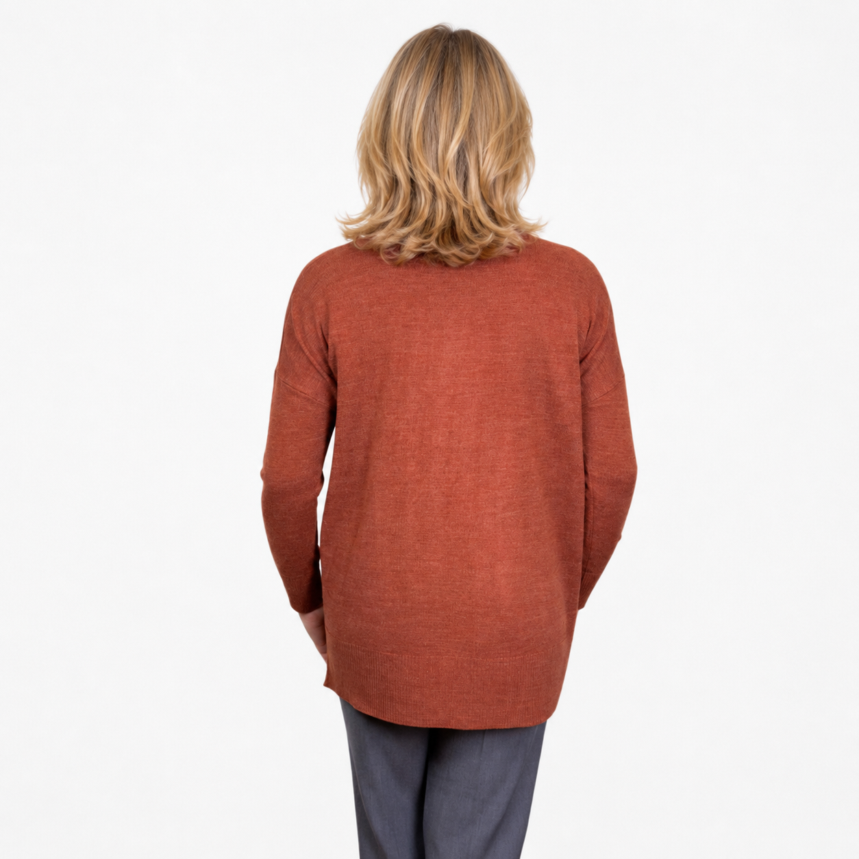 Jillian V Neck Sweater - RUST