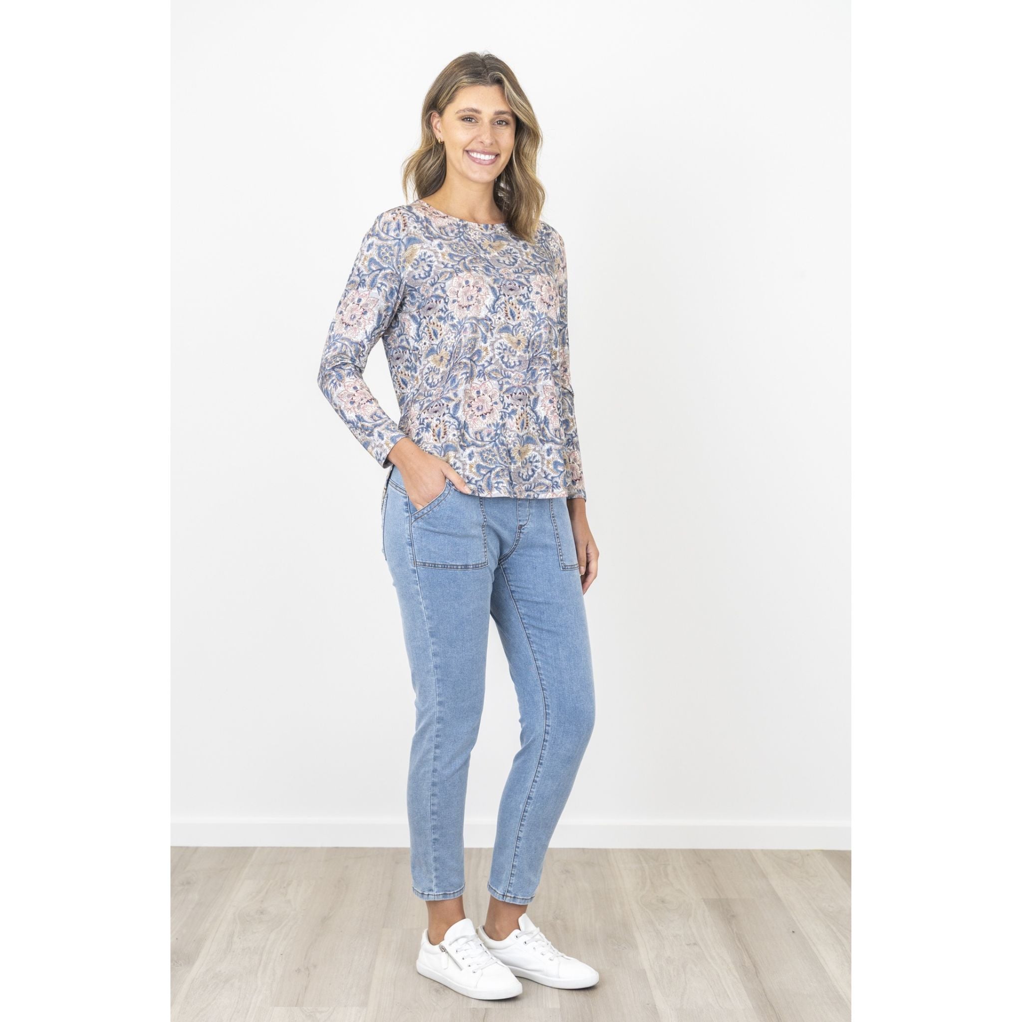 Maglia Mona Pleat Back Long Sleeve Top