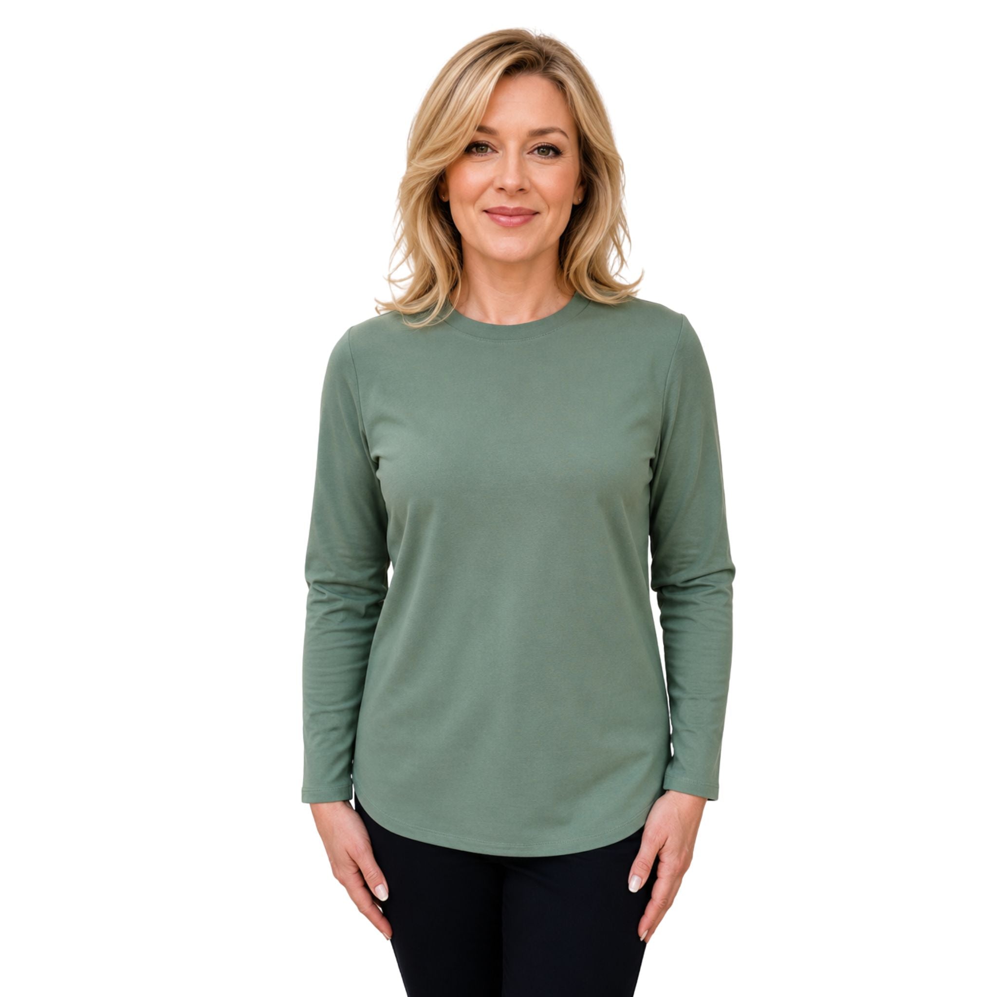 Renoma Long Sleeve Crew Neck Top - Seafoam