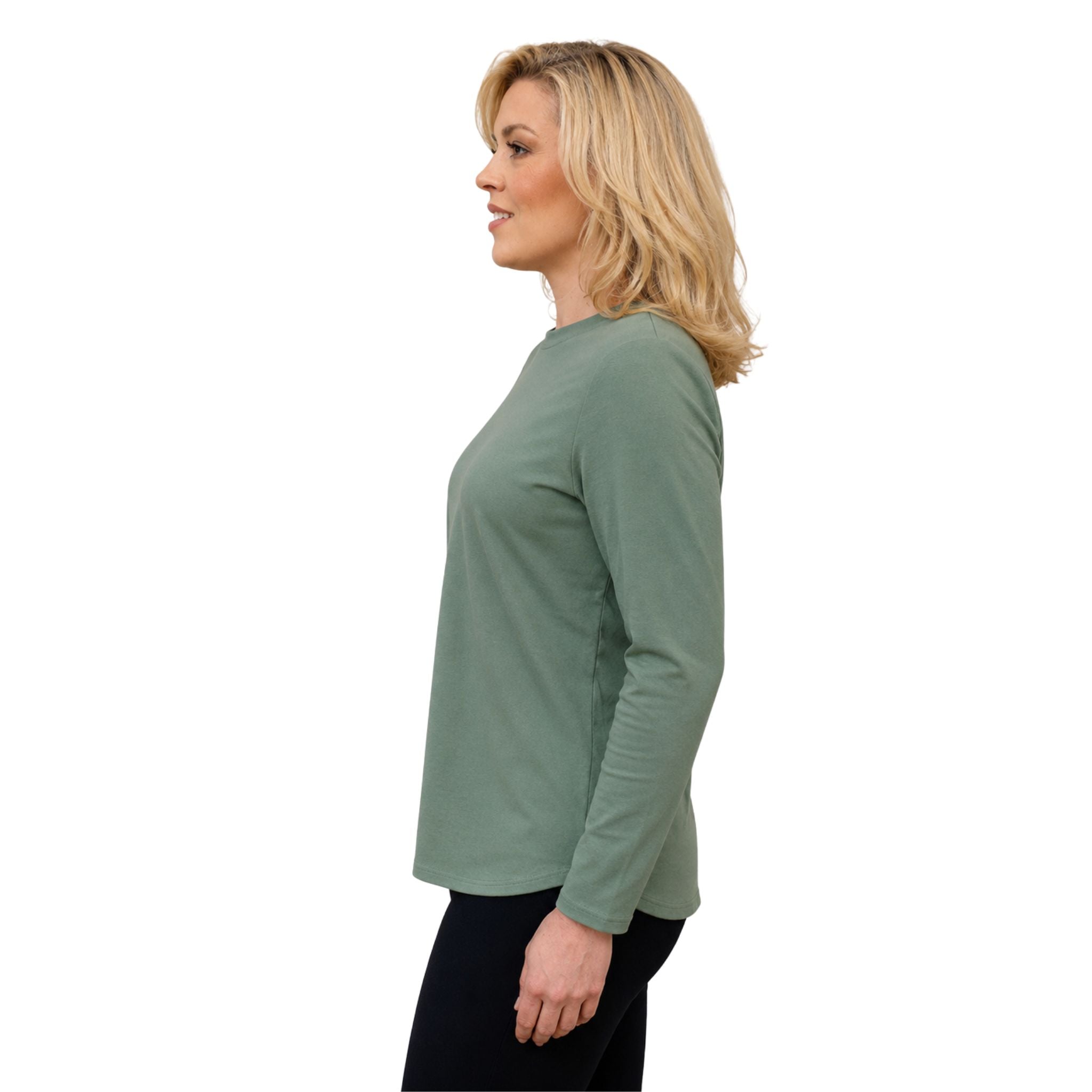 Renoma Long Sleeve Crew Neck Top - Seafoam