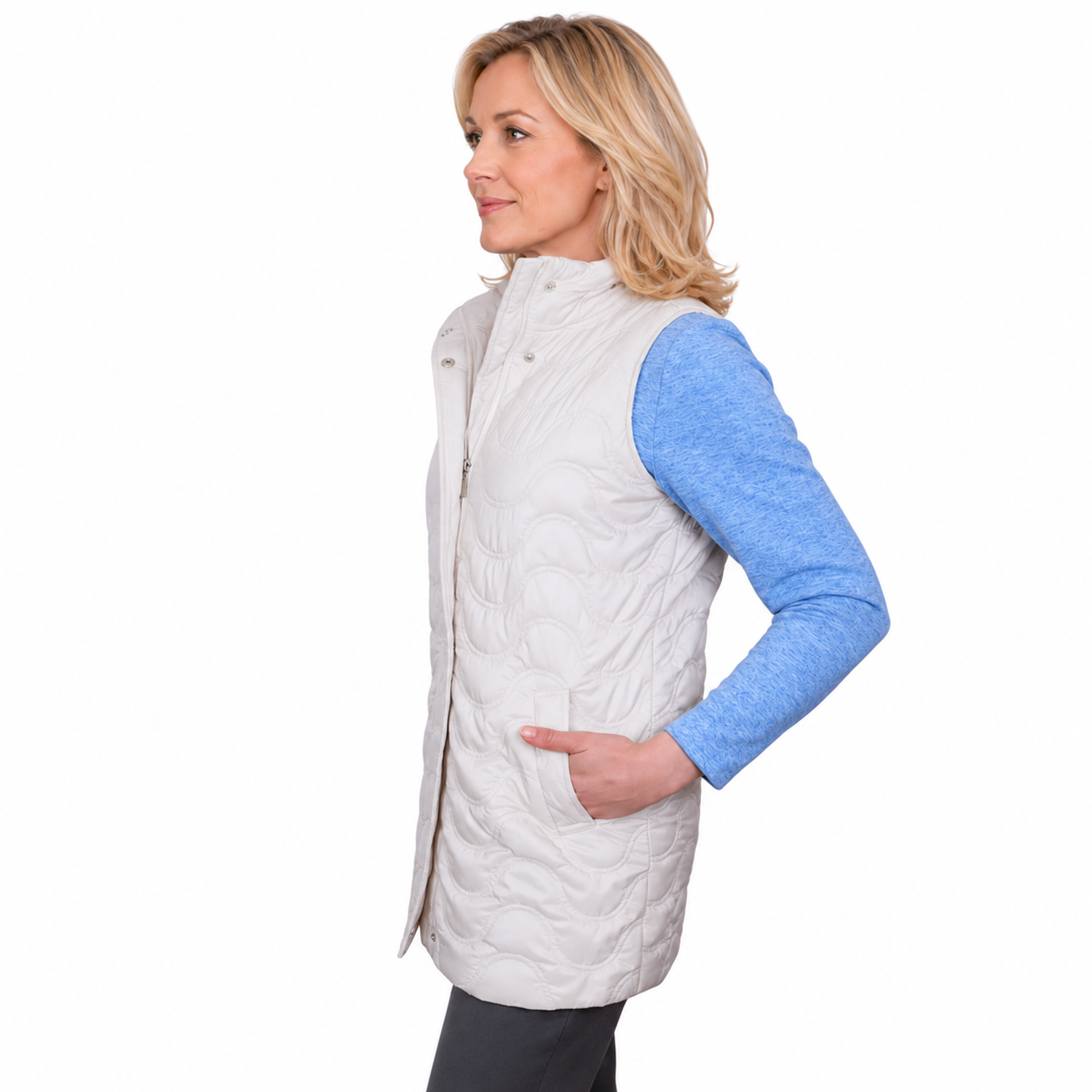 Renoma Longline Quilted Vest - IVORY