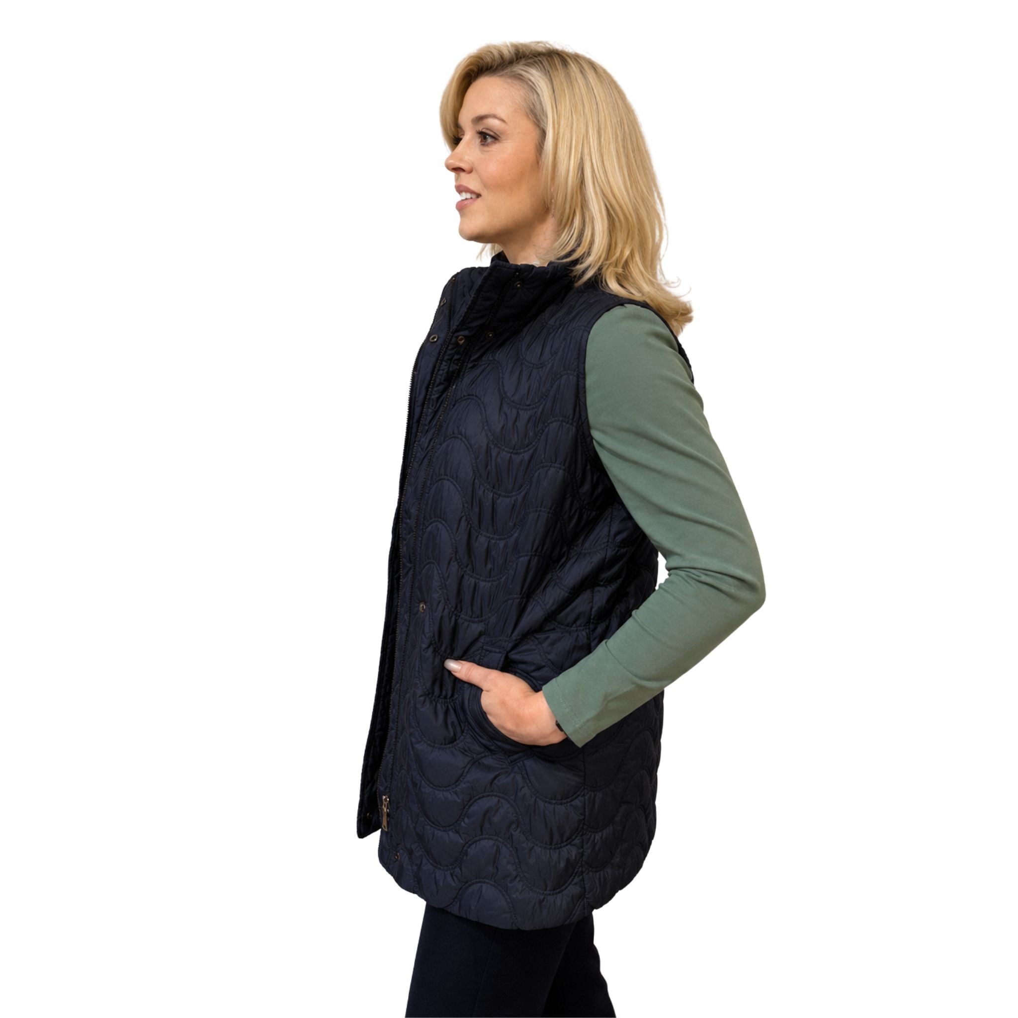 Renoma Longline Quilted Vest - NAVY or BLACK