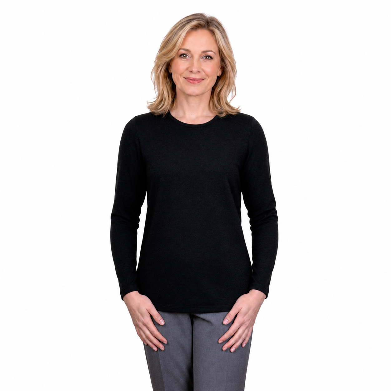 Renoma Lush Round Neck Top - BLACK