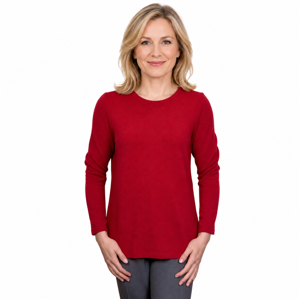 Renoma Lush Round Neck Top - CRIMSON