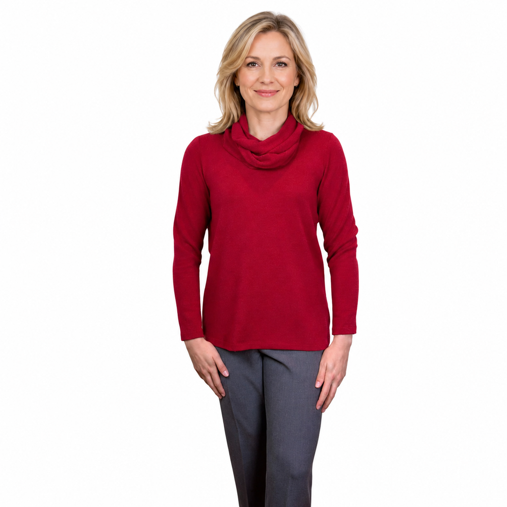 Renoma Lush Round Neck Top - CRIMSON