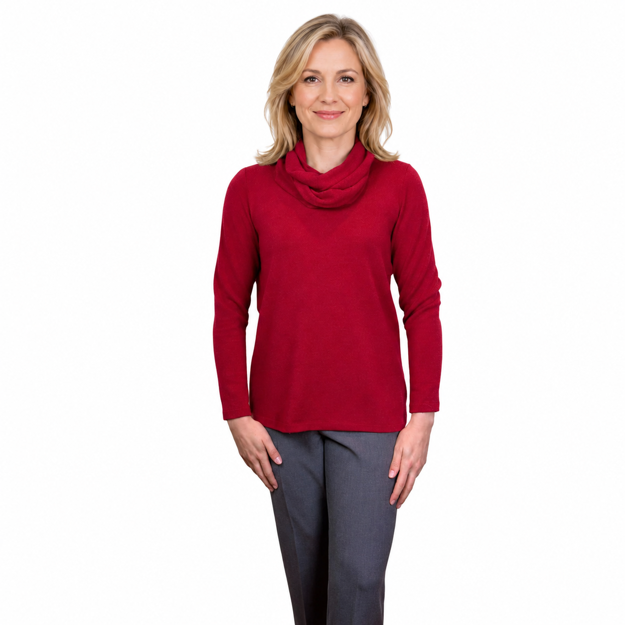 Renoma Lush Round Neck Top - CRIMSON
