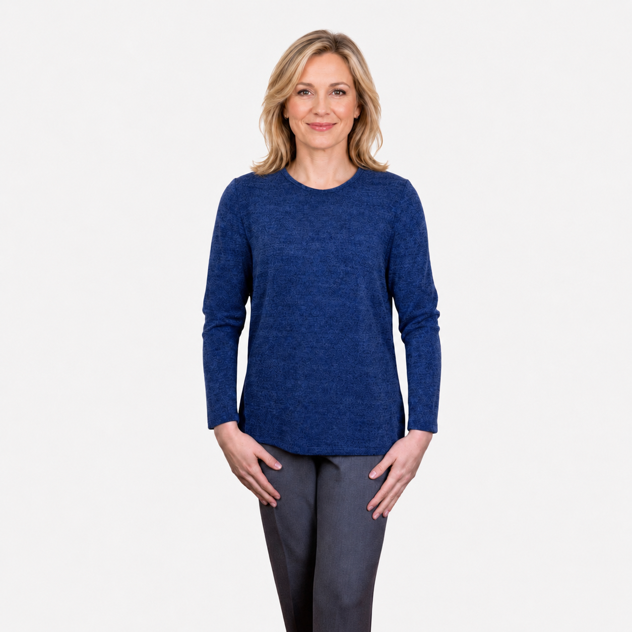 Renoma Lush Round Neck Top - DENIM