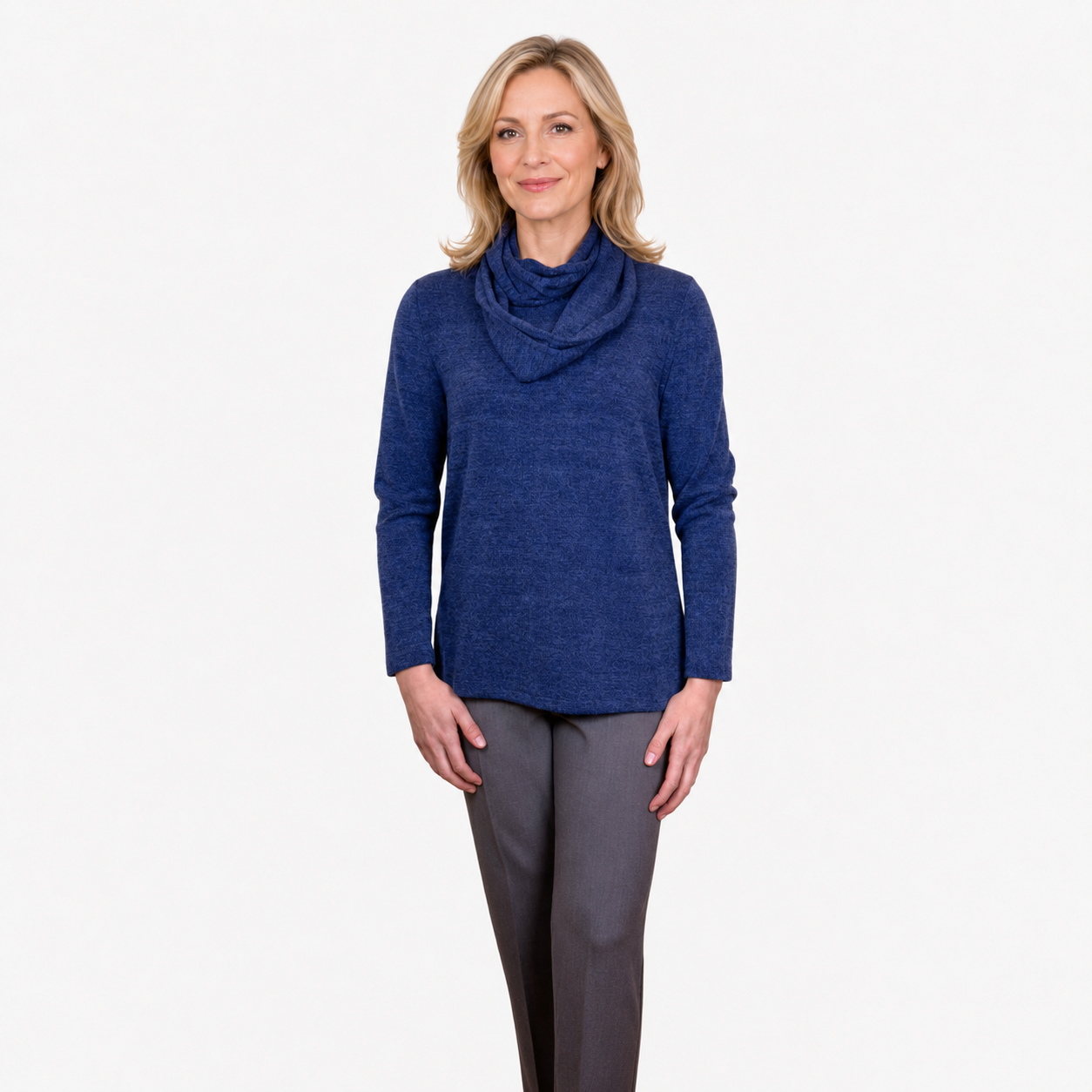 Renoma Lush Round Neck Top - DENIM