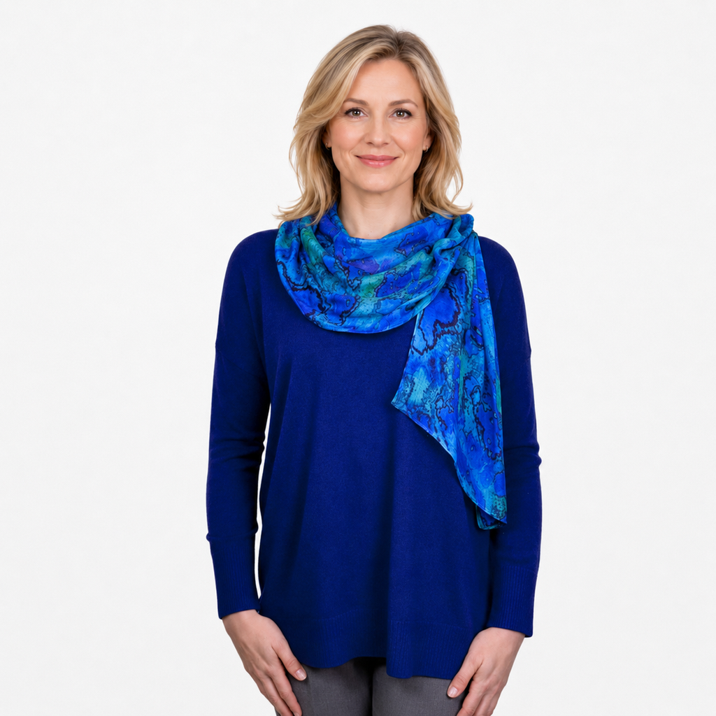 Renoma Lush Round Neck Top - DENIM