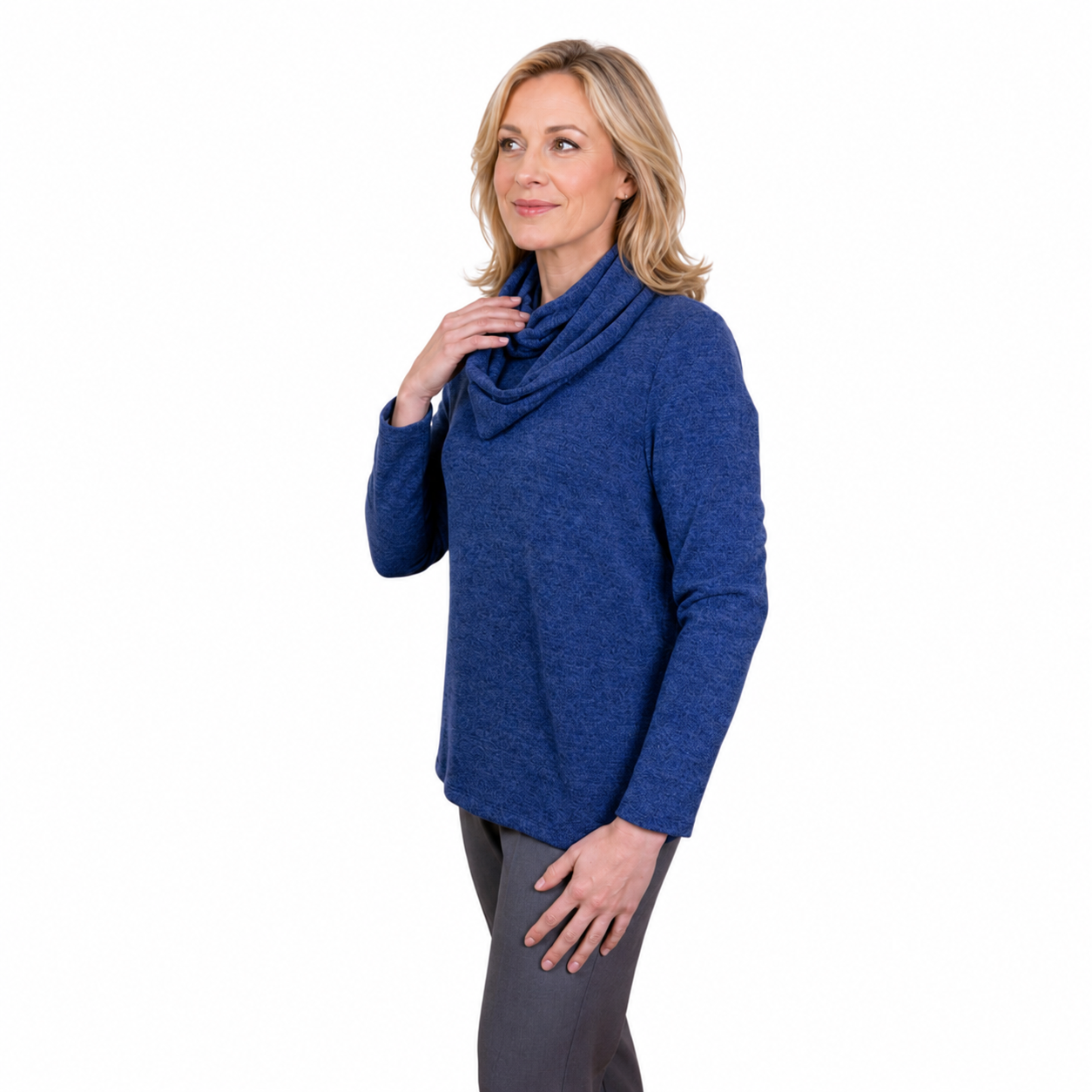 Renoma Lush Round Neck Top - DENIM