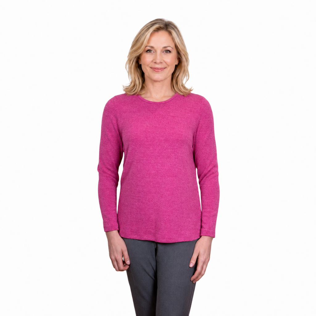 Renoma Lush Round Neck Top - FUCHSIA