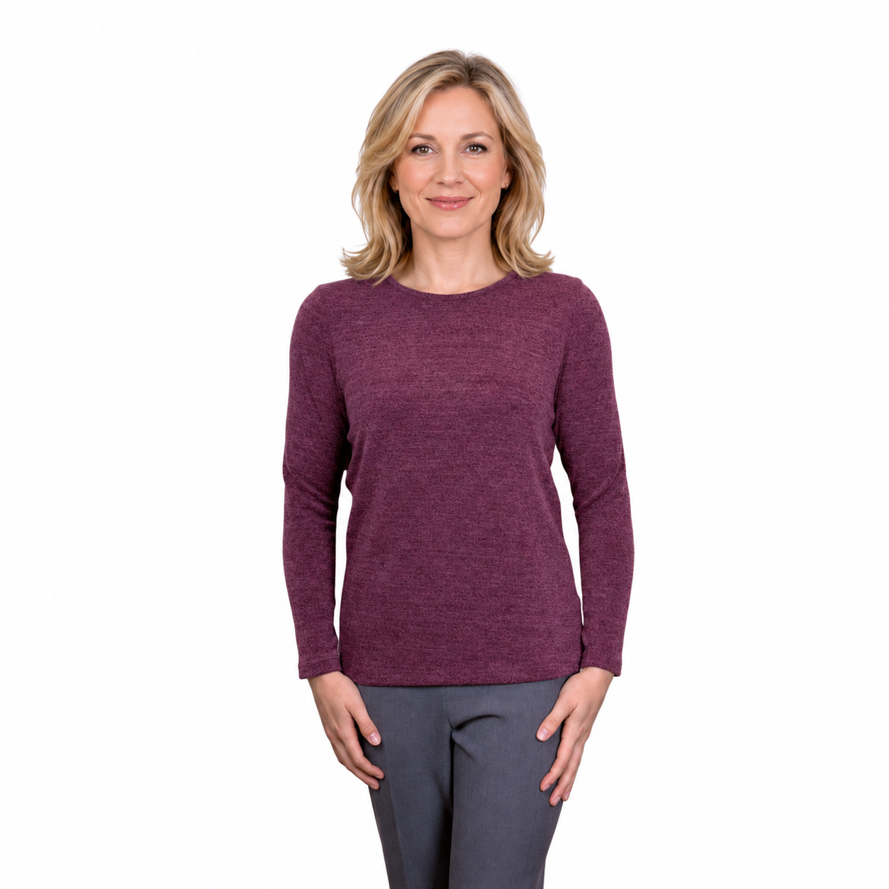Renoma Lush Round Neck Top - WINE