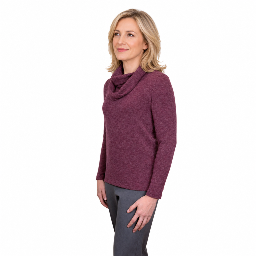 Renoma Lush Round Neck Top - WINE