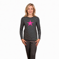 Striped Long Sleeve Star Top - FUCHSIA